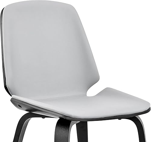 Miniatura 8 de Armen Living Brinley Mid Century - Silla auxiliar moderna de piel sintética gris y madera negra para comedor, mesa de cocina, escritorio, tocador