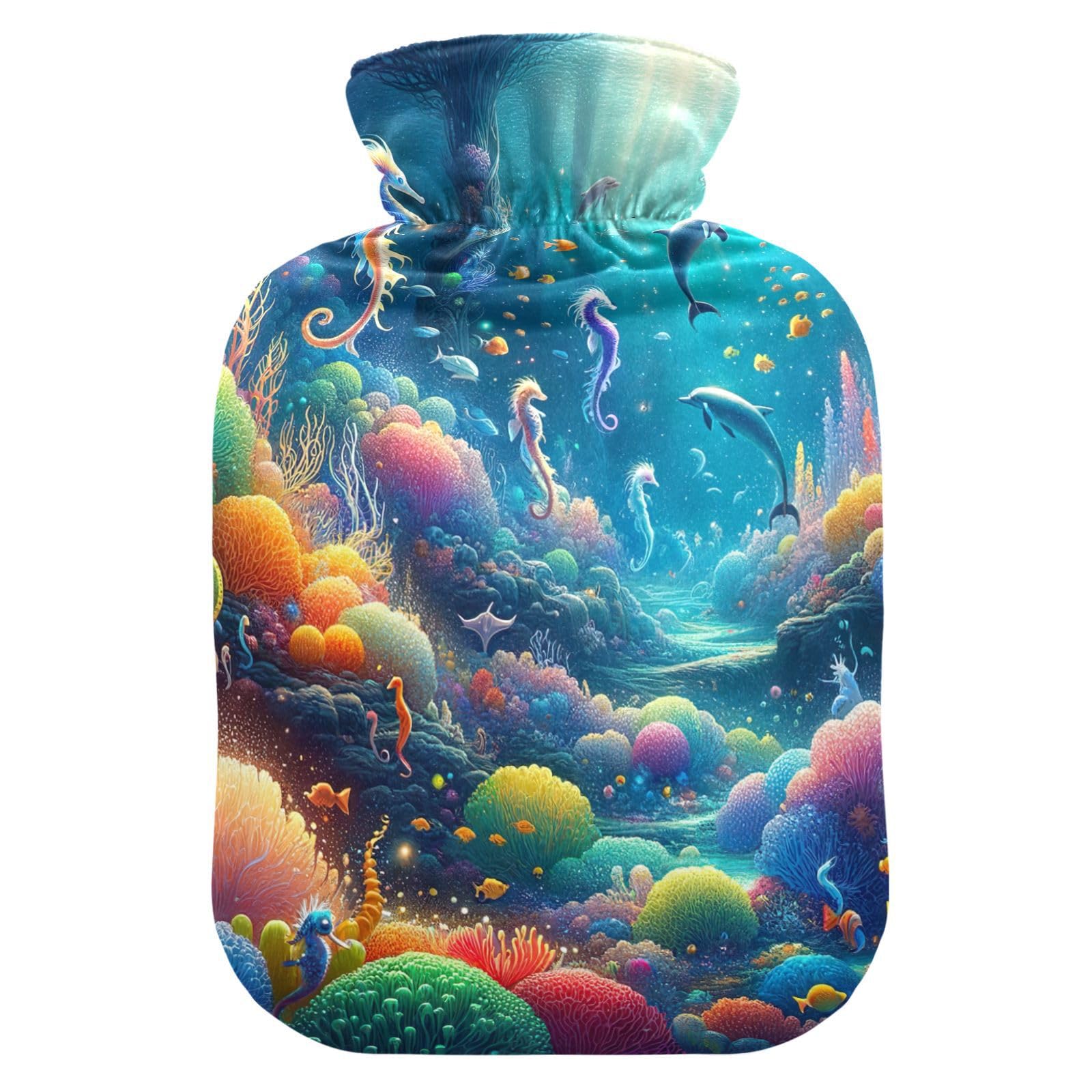 Sea World3 Hot Water Bottle Water Heating Pad Hot Water Bag for Neck, Shoulder and Menstrual Cramps, 1L