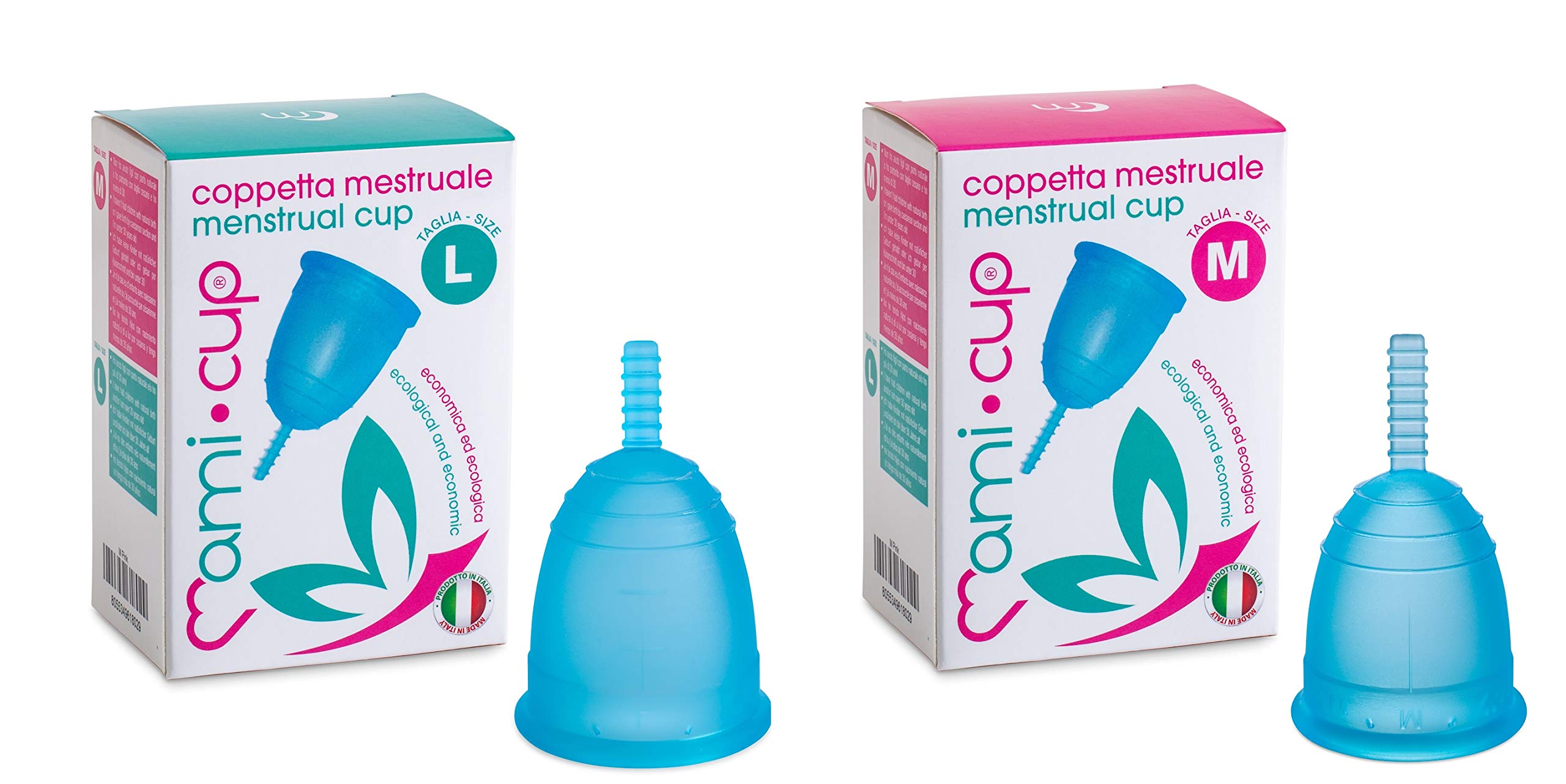 MamiCup® zestaw kubków menstruacyjnych M+L (turkusowy) - miękki, elastyczny, medyczny silikon wielokrotnego użytku