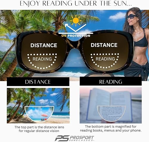 Miniatura 4 de proSPORT Lentes de sol bifocales para mujer, diseño moderno de guepardo, dorado, plateado, de gran tamaño, Jackie O, degradado, negro, tortuga,