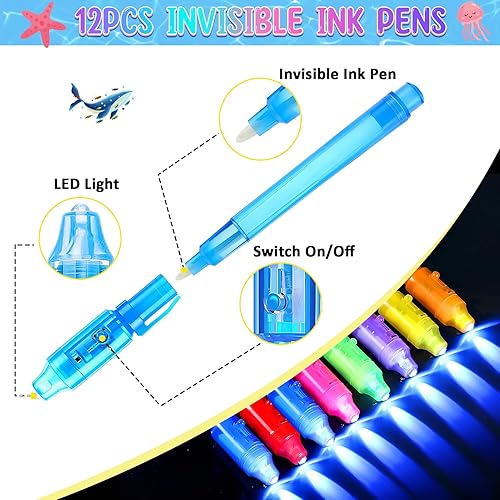 Miniatura 2 de Winrayk Regalos de fiesta de sirena, suministros de cumpleaños para niñas, bolígrafos de tinta invisible, mini cuadernos, calcomanías para niños,