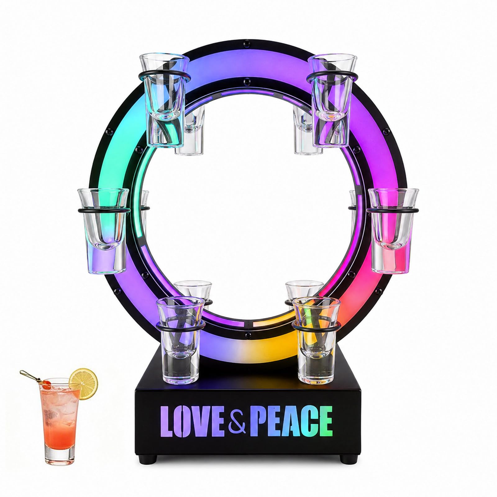 richigblosmum Rechargeable LED Shot Glass Holder, Iron Multi-Layer Cocktail Stand, Glowing Cup Organizer for Bars, Nightclubs, Home Parties, KTV Decor (Glasses Not Included) 12holes