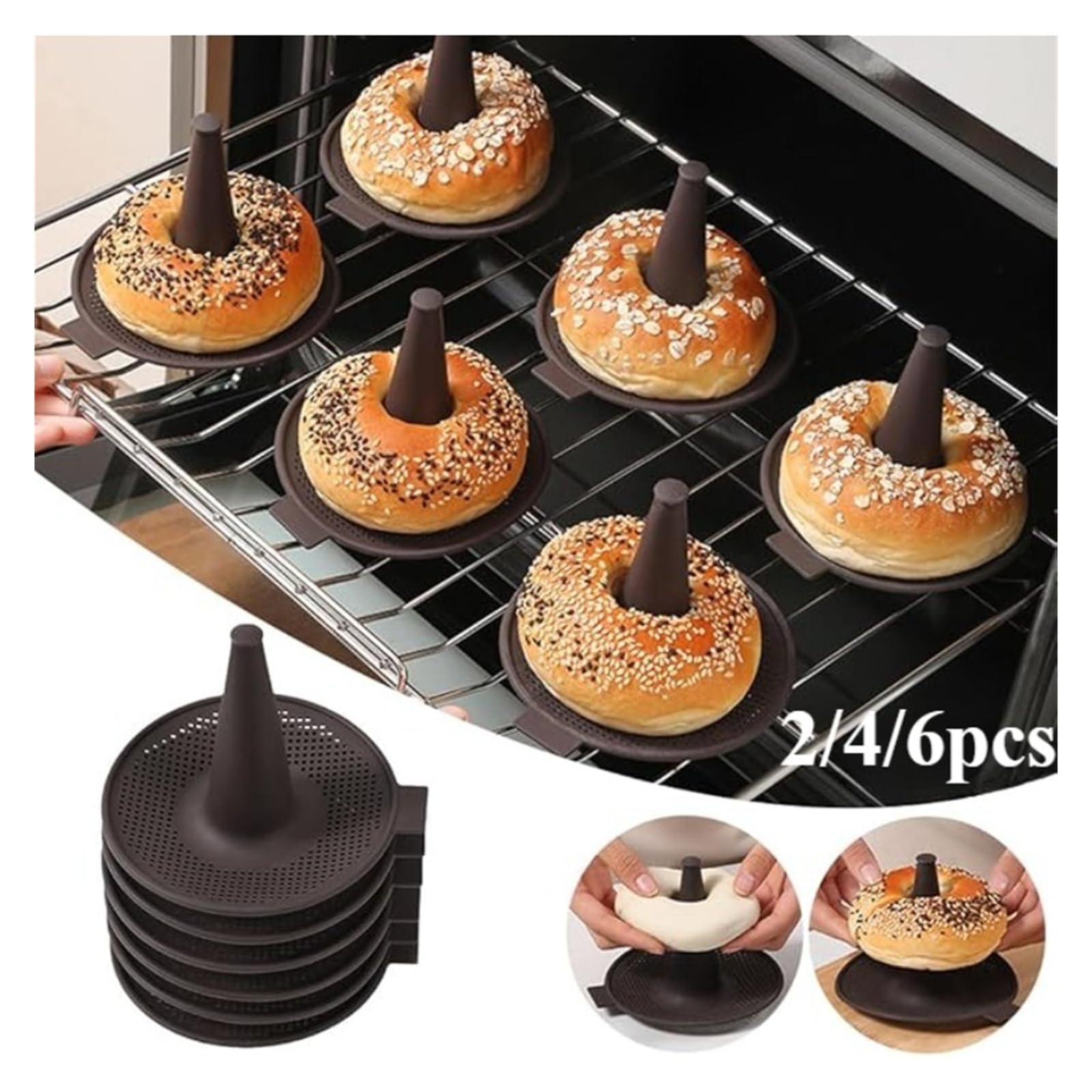 2/4/6 pièces Moules À Gâteaux Pain Donut Outil Moule À Donuts for La Cuisson De Donuts Moule En Silicone Moules À Pâtisserie for Bagel et Moules À Gâteaux De Donuts(20pcs)