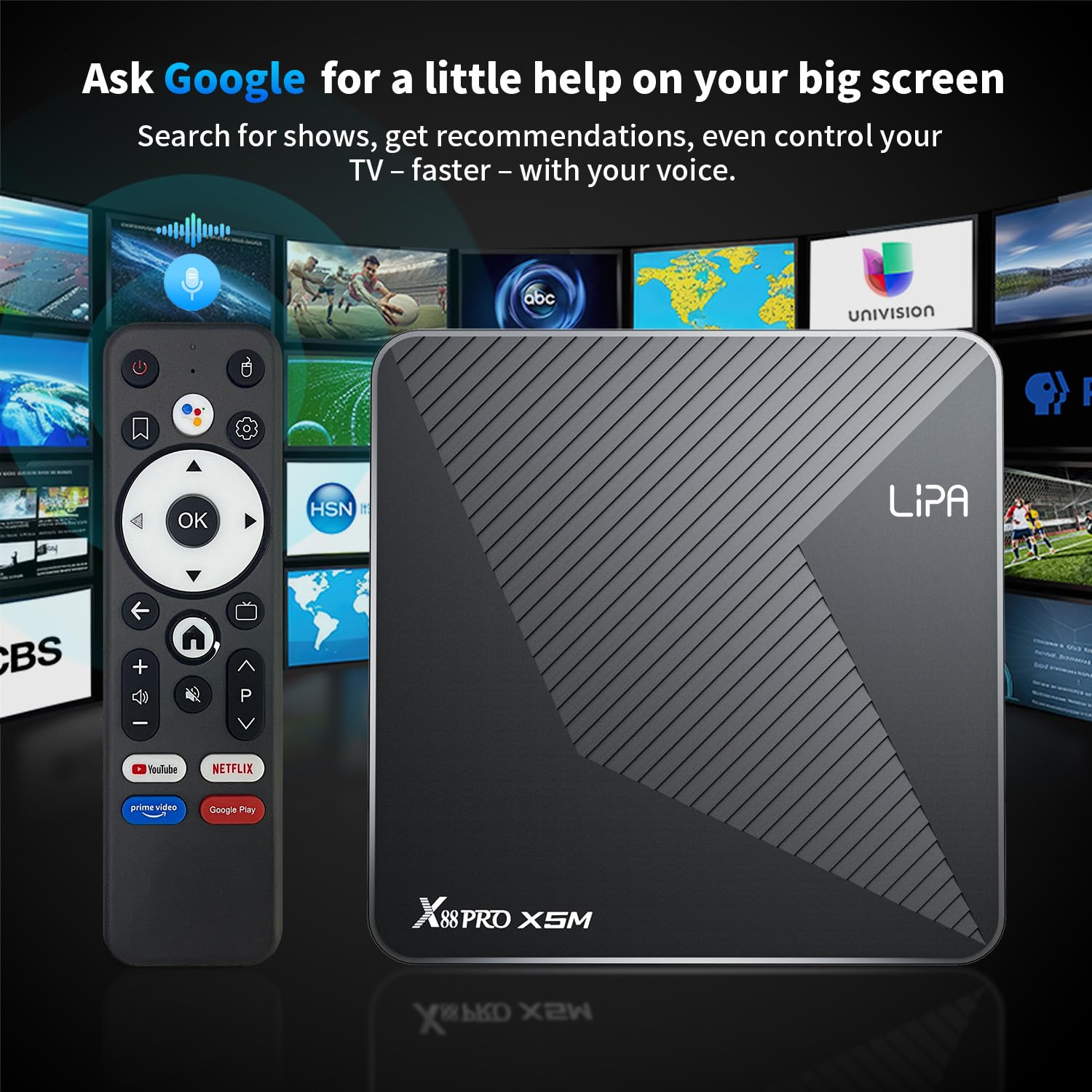 Lipa X88 Pro S905X5M Android TV Box 4-64GB Android 14 - Mediaplayer für TV - Media Streamer - TV Box Android - 1000M LAN und WiFi - 8K Decoder - Apps via Playstore und Internet