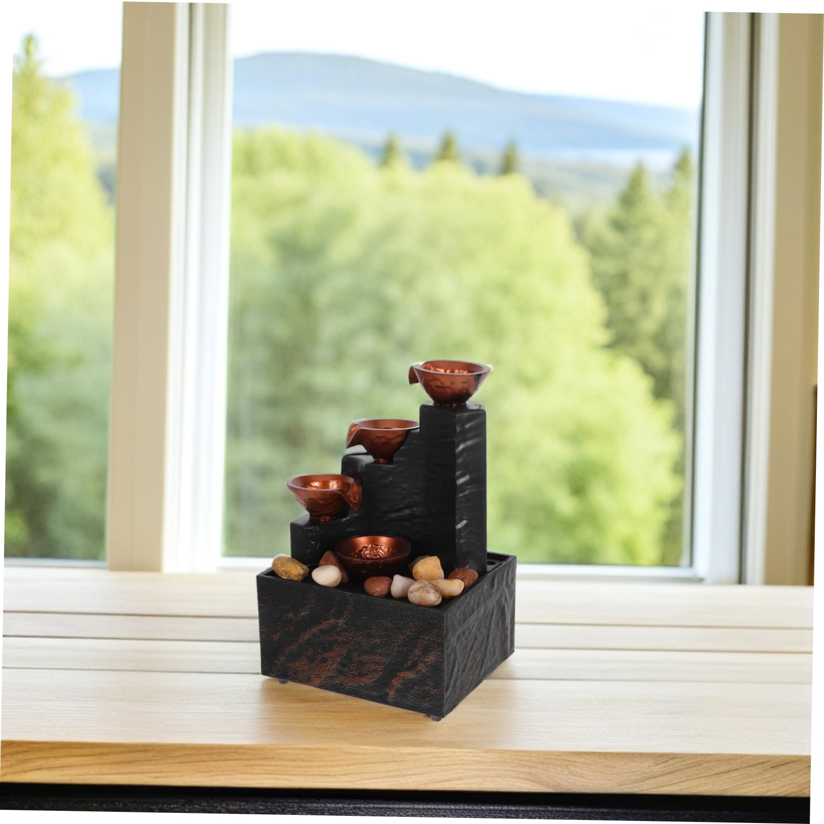 1 Set Pequeña Fuente De Agua LED De Interior con Guijarros Naturales Decoración De De Escritorio para La Sala De Estar De Dormitorio Decoración De La Oficina De La
