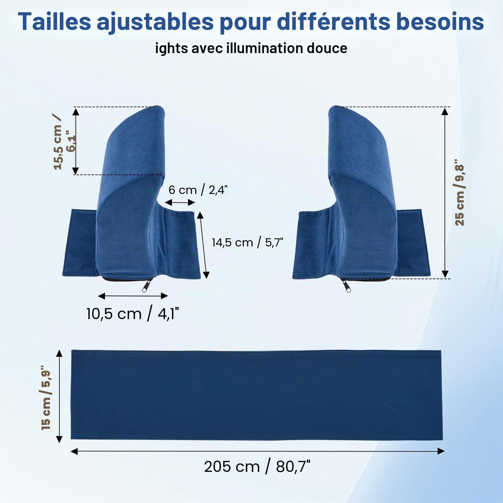Support latéral avec coussin anti-escarres réglable pour fauteuil roulant, Support latéral universel, Support latéral de fauteuil roulant avec poignées latérales