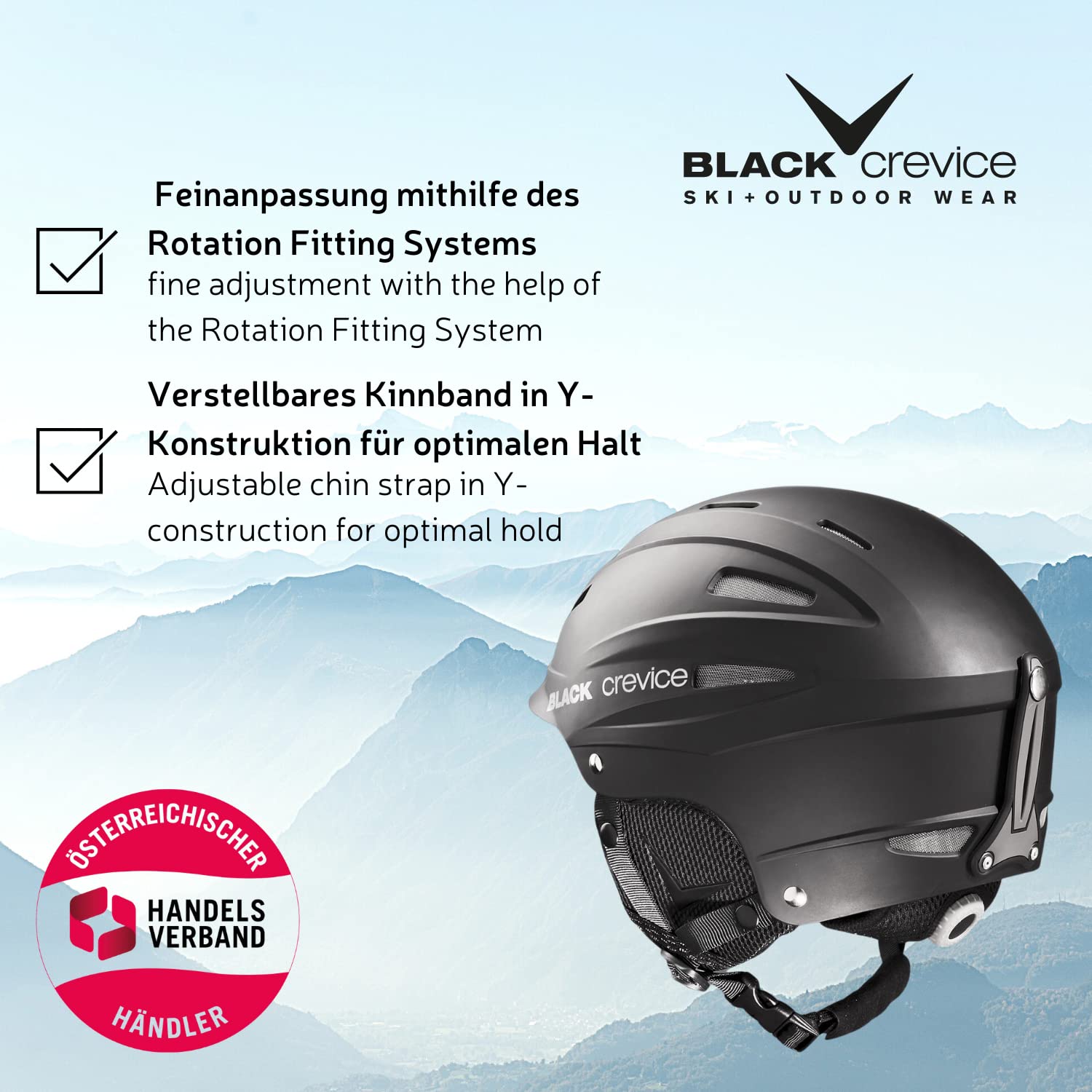 BLACK CREVICE Ischgl Casco de esquí Prueba de Golpes Transpirable Tamaño Ajustable