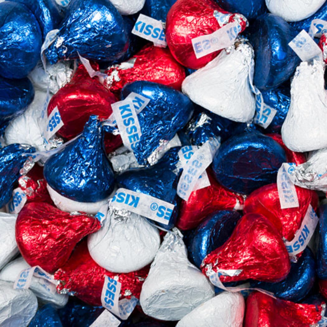 124 Pcs Patriotic Candy Red Silver & Blue Chocolate Mix (1.52 lb) - By Just Candy