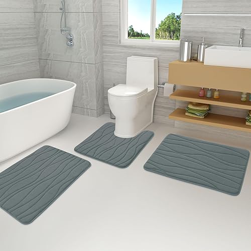 Miniatura 82 de Buganda - Alfombra de baño de espuma viscoelástica 24x16, tapetes de baño extra suaves y absorbentes, antideslizantes y lavables a máquina para el