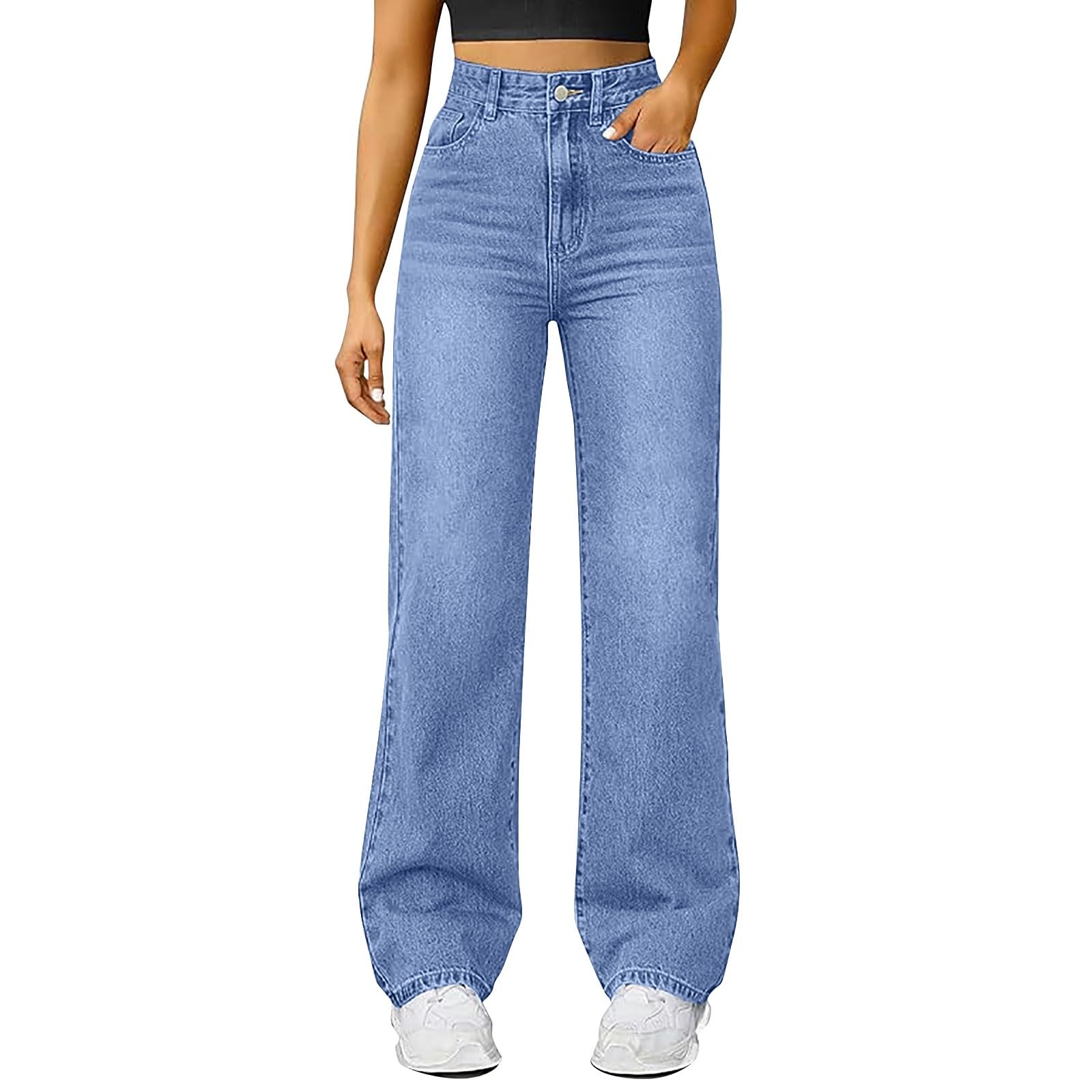 Jeans met hoge taille en wijde pijp voor dames | Ralph Lauren® NL