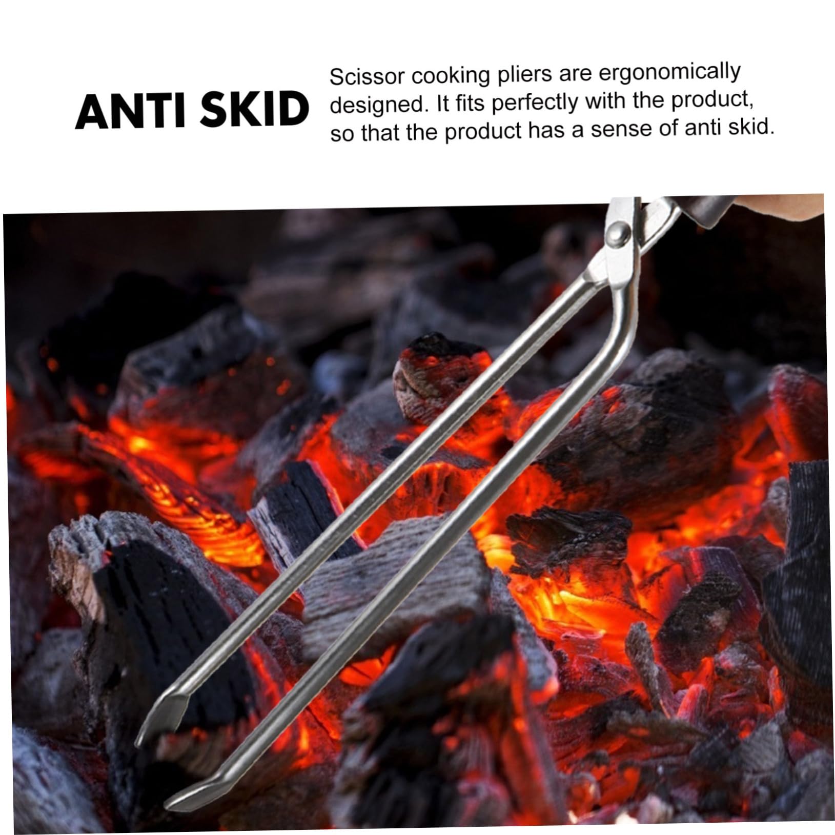Kisangel Pinza para Carbón de Barbacoa de Acero Inoxidable de Fácil Uso en La Cocina o en La Barbacoa al Aire