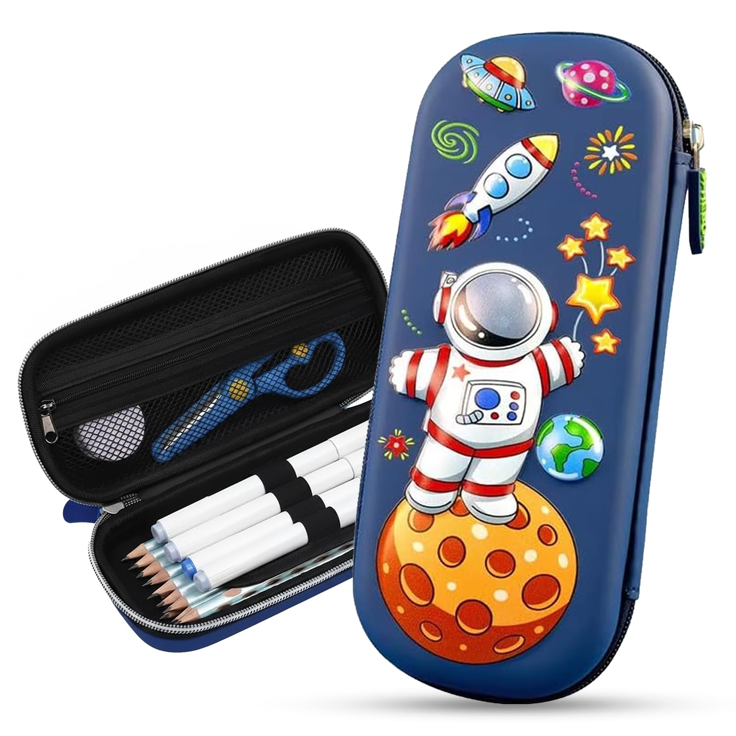 AMERTEER 3D EVA Pencil Case Organizer, Cute Pencil Organizer Pen Box, School Supply Organizer, Spacious Pouch For Girls, Boys, Teens And Students, Large Capacity School Supplies Box (Astronaut Design)