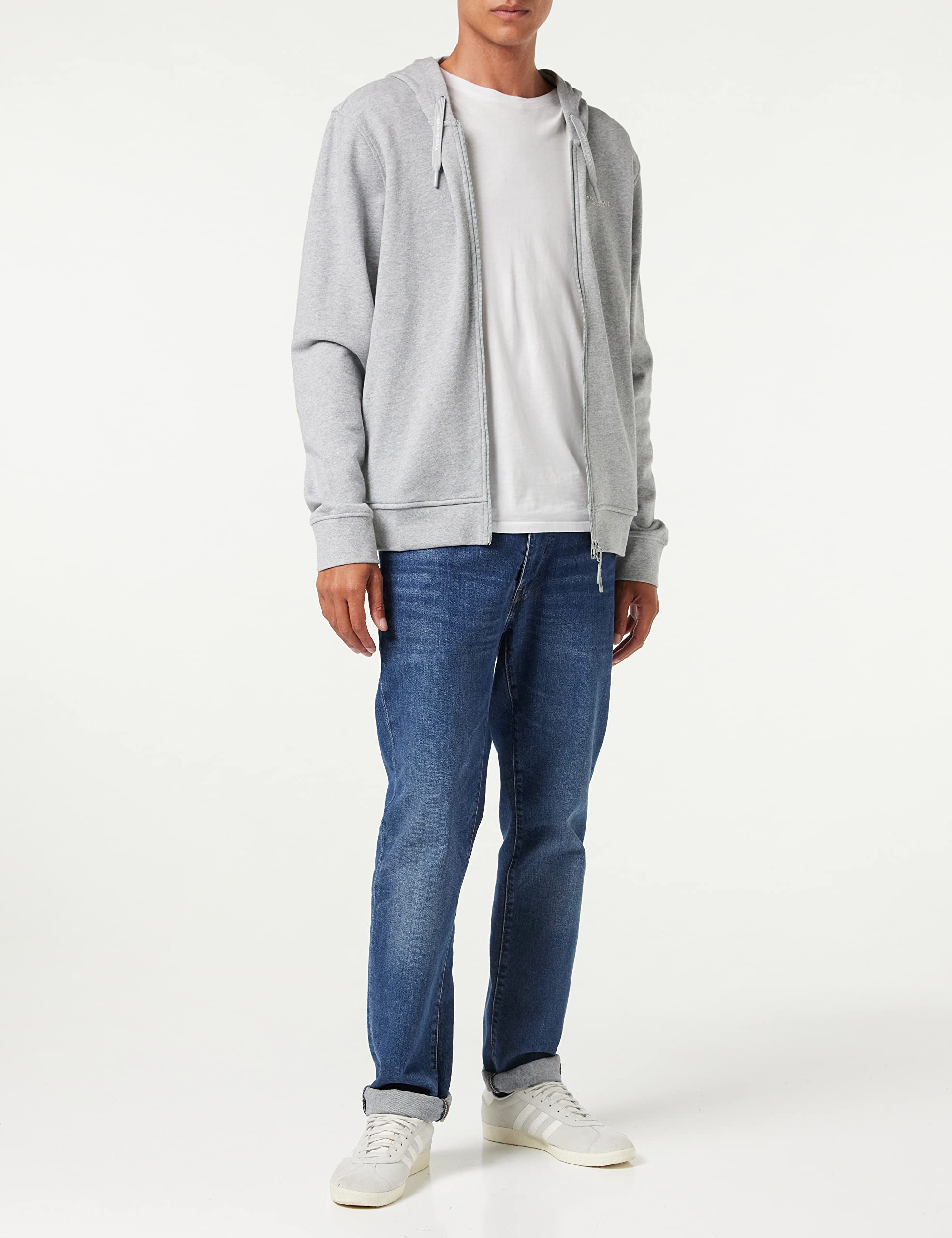 Image secondaire de Armani Exchange A|x Zip Up and Hooded Small Logo Sweatshirt Sweat-Shirt À Capuche, Gris (Bros Bc06 Alloy HTR 3901), X-Large Homm