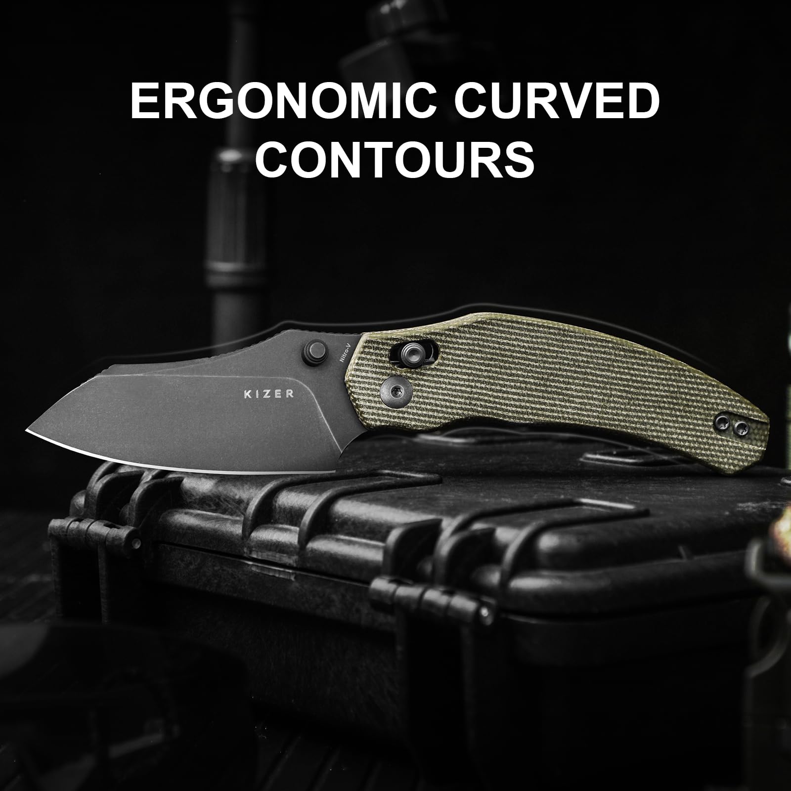 Kizer Bulldog Taschenmesser 7,62cm Nitro V Klinge Klappmesser Micarta Griff Camping Jagdmesser Clutch Lock EDC
