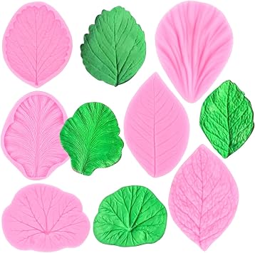 ZiXiang Leaf Silicone Veining Mold Fondant Leaf Veined Molds Set Of 6