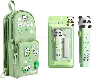Onpalm Enterprise Kawaii Cute Stationery Set for Kids & Students: Green Pencil Case Pouch & Retractable Push-Pull Eraser C... Price In India