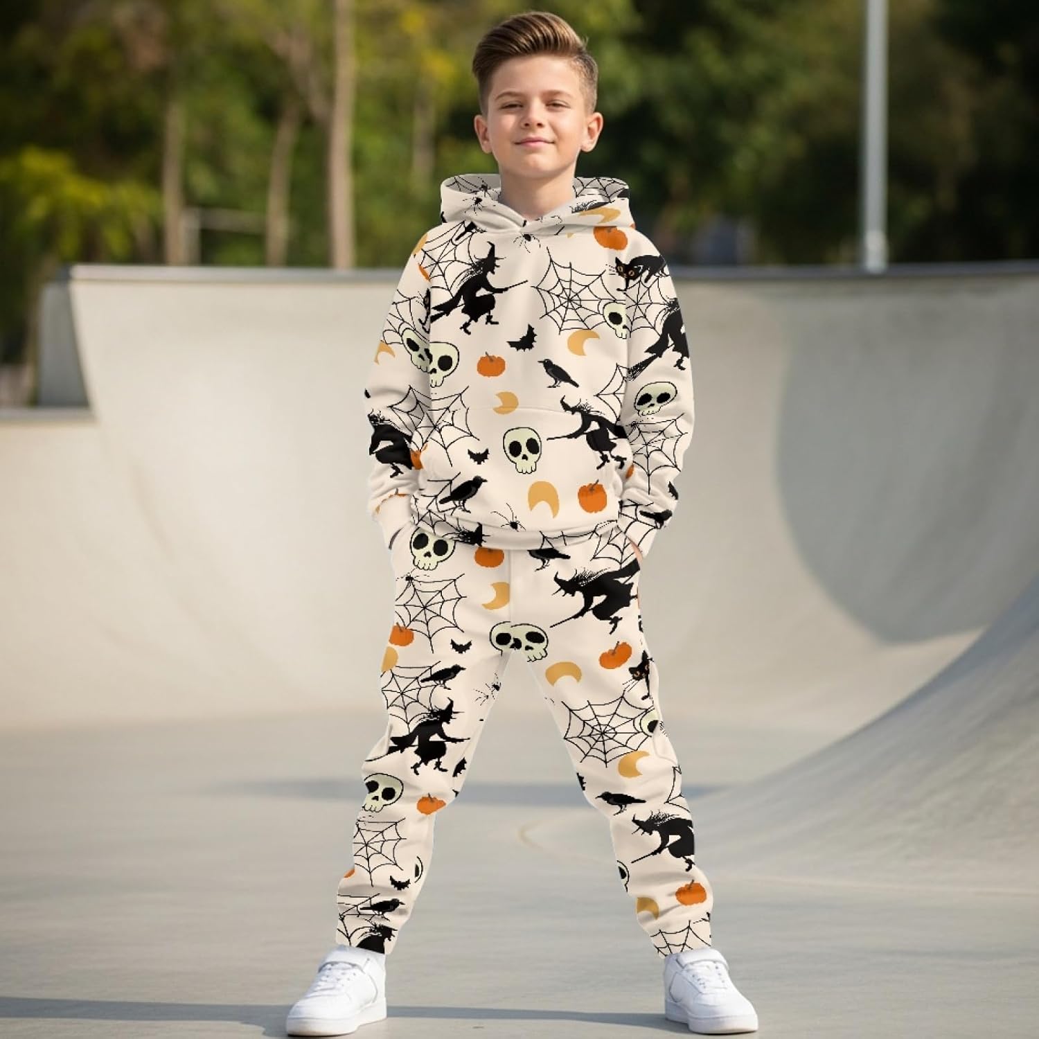 Girls Sweatsuit Set Size 5-12 2 Piece Kids Sweatshirt and Jogger Sweatpants Outfits Halloween Boys Sweat Set