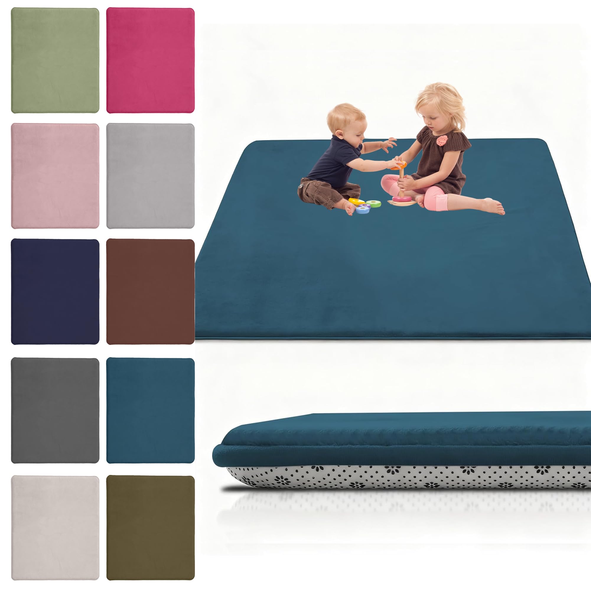 Coral Velvet Baby Play Mat, 180 x 280 cm Nursery Light Babies Mats for Floor Play with Non-slip Backing, 2CM Thick Baby Crawling Mat Nursery Rug for Crawling & Playing for Bedroom, Kids Room