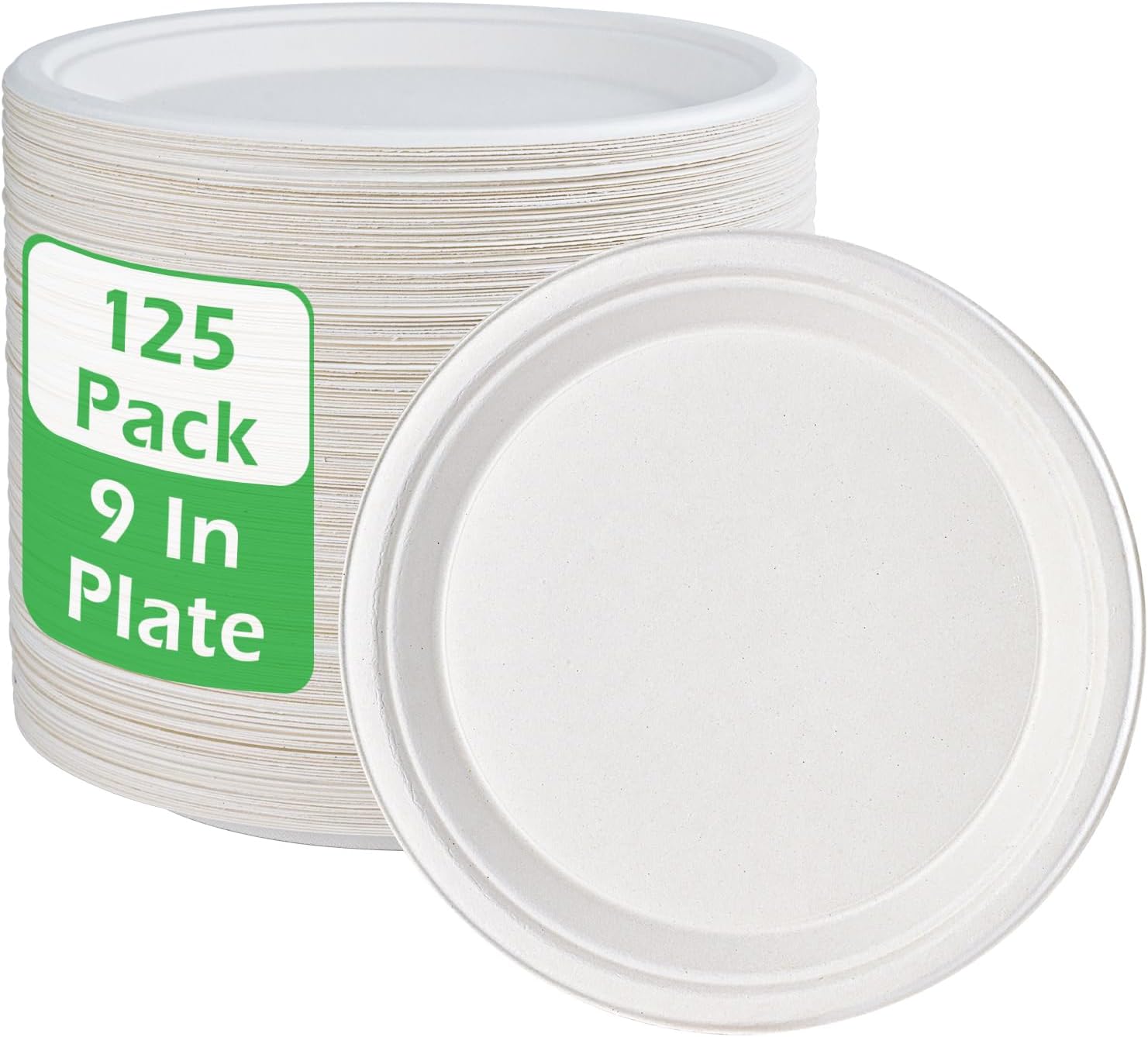 JOLLY CHEF 9 inch Compostable Paper Plates, EcoFriendly