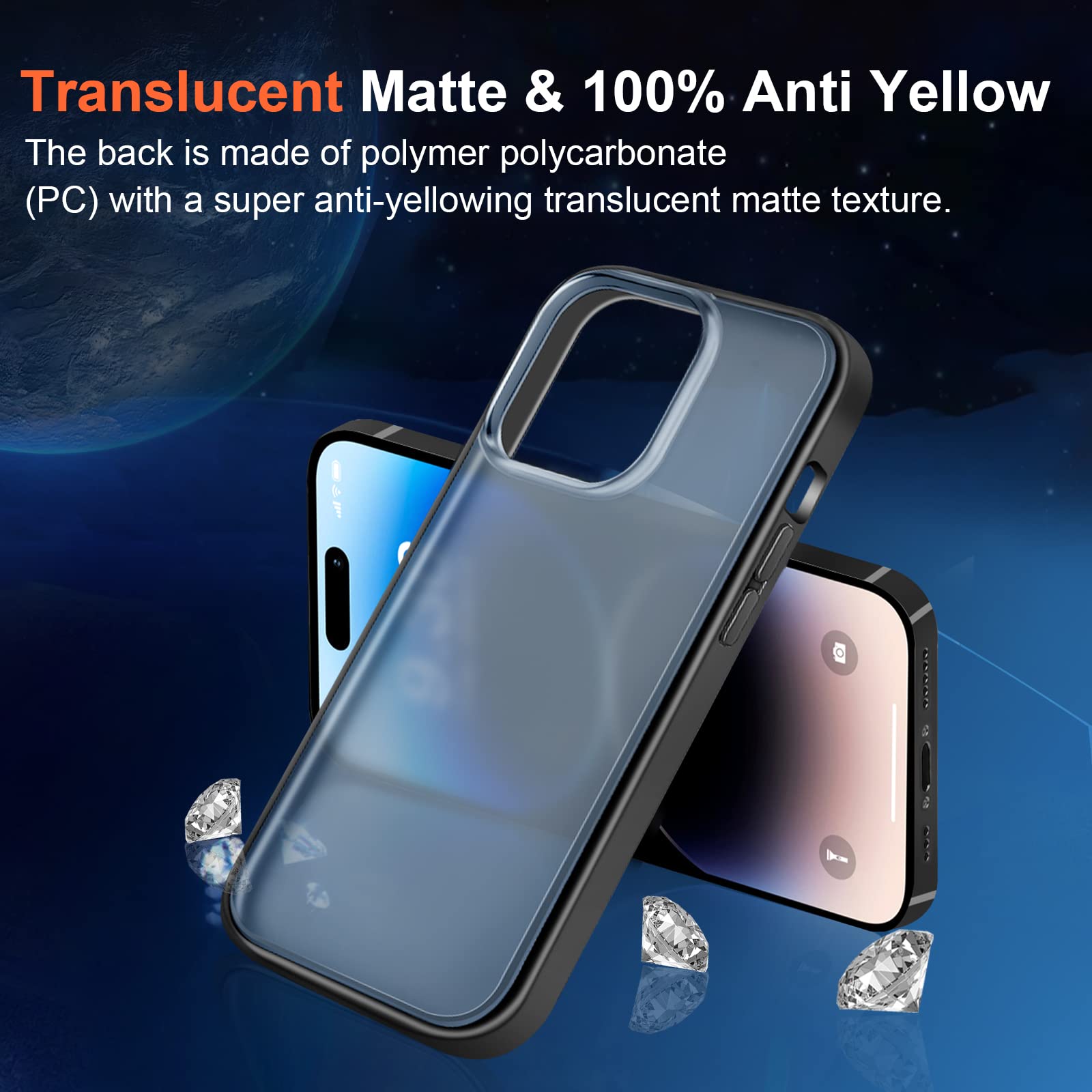Flyzoo Cover Traslucido Opaca per iPhone 14 Pro 6,1'', [Anti-impronta Digitale] [Mai gialla] [Antiurto] Custodia Protettiva per Telefono Sottile, Case Posteriore Rigida Satinata Fit con Silicone,Rosso