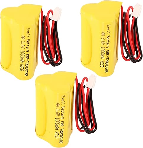 Exell Battery, Paquete de 3, batería de luz de emergencia NiCD de 3.6 V 1000 mAh que reemplaza Max Power B2-0031, MH468886, JYH 100715, Teig