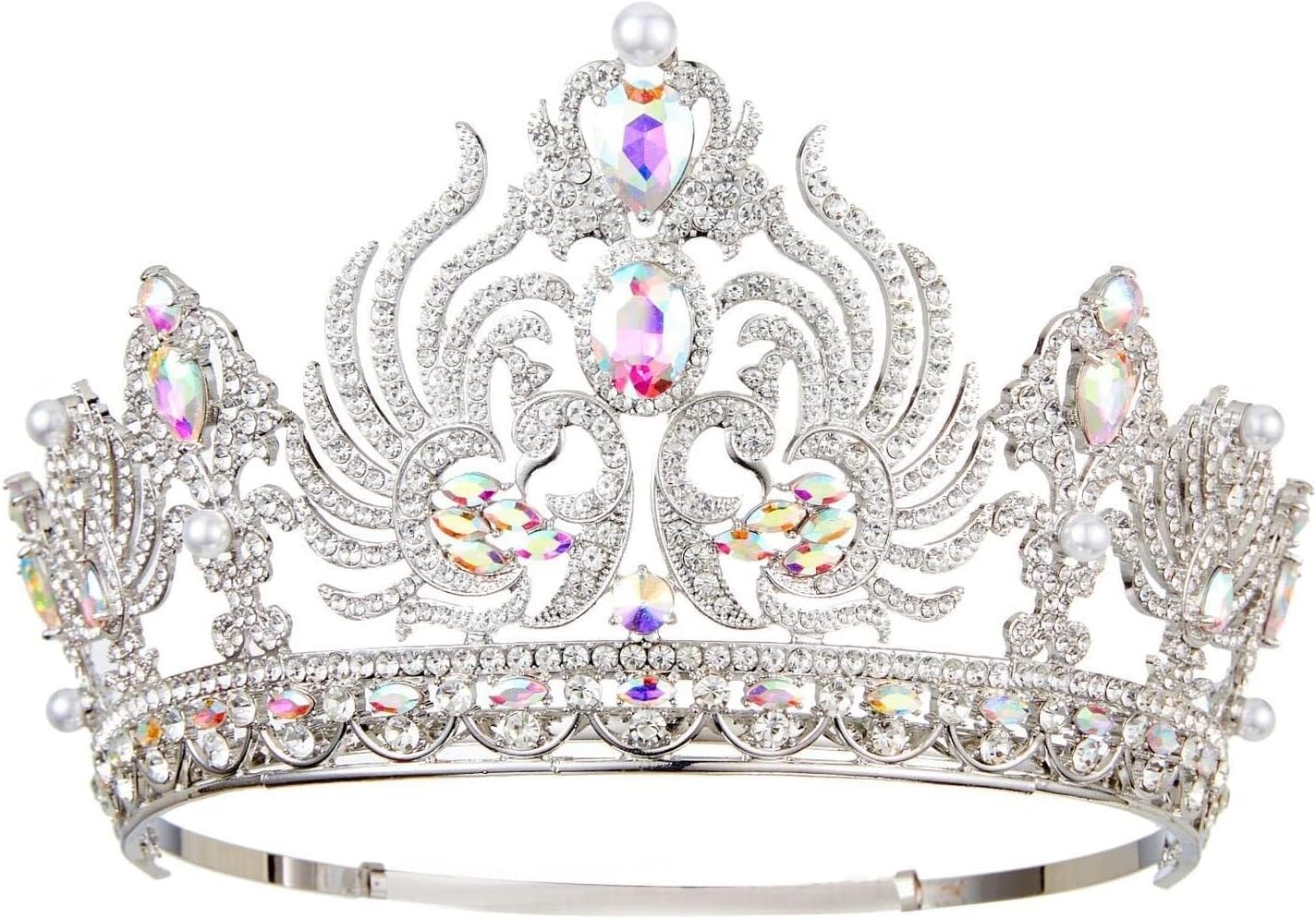 Crystal Bridal Tiara for Women - Yellow Rhinestone Queen Crown Pageant Diadem Wedding Hair Jewelry Accessories(Khaki)