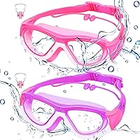 Vista 9 de Vvinca Gafas de natación para niños de 3 a 12 años, diseño mejorado 2024 con tapón para la oreja y la nariz, visión amplia, antivaho sin fugas