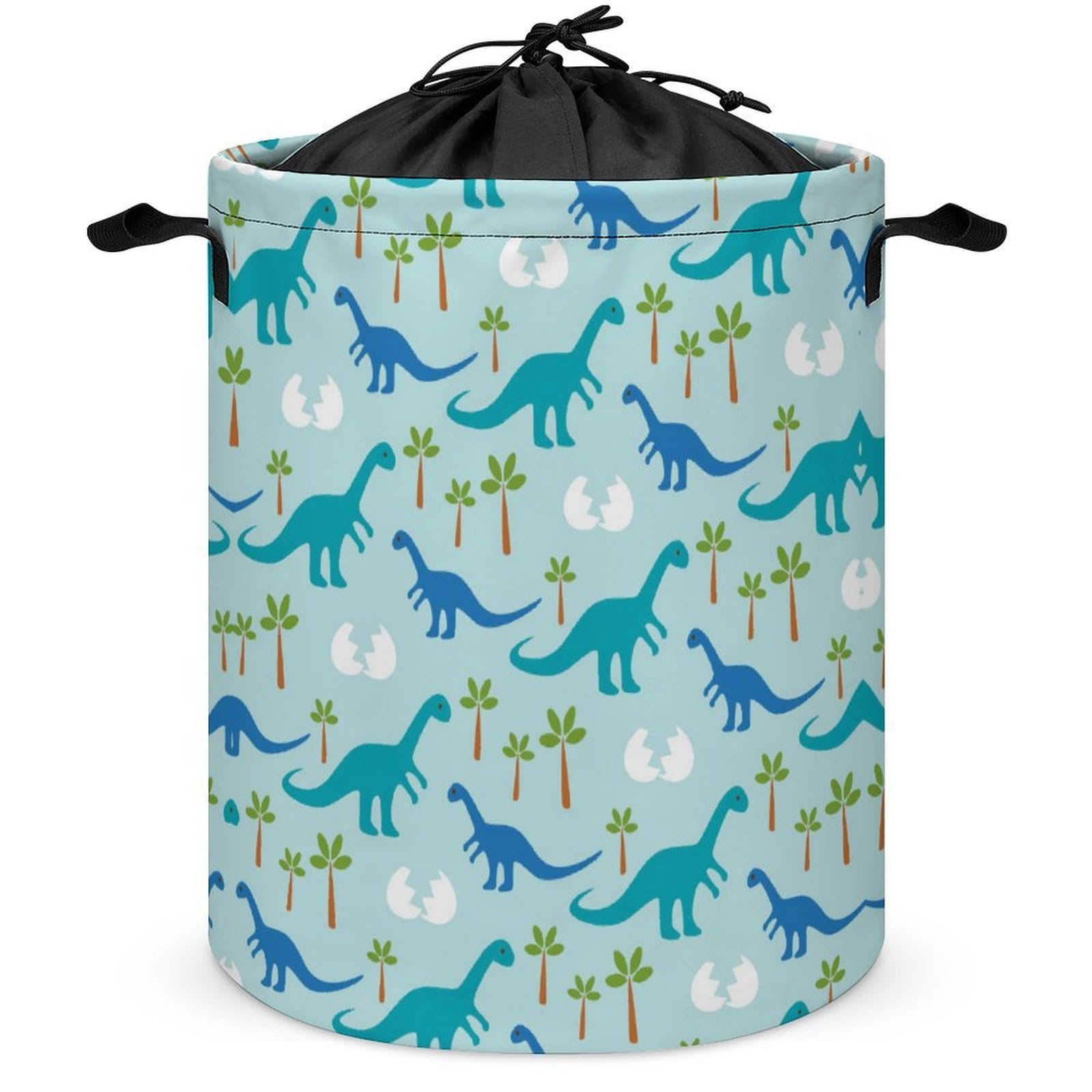 Qjjinxior Drawstring Laundry Hamper, Cute Anime Dinosaurs Laundry Basket, Washing Basket with Handle