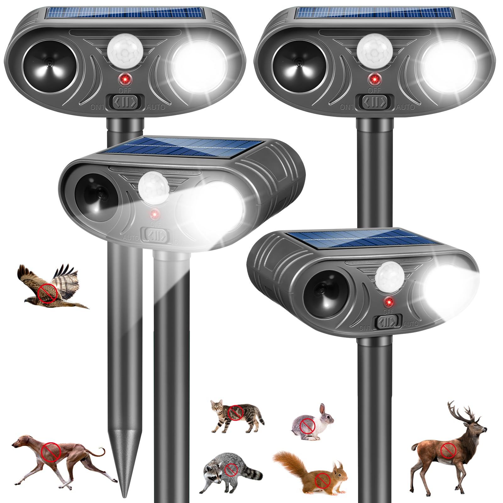 Photo 1 of 2026 Sonic Fortress Pro Deer Repellent Devices Solar Ultrasonic Racoon Squirrel Repellent Outdoor Animal Repeller IP65 Cat Deterrent Motion Activated Light to Keep Away Rabbit Skunk Dog for Garden (4)