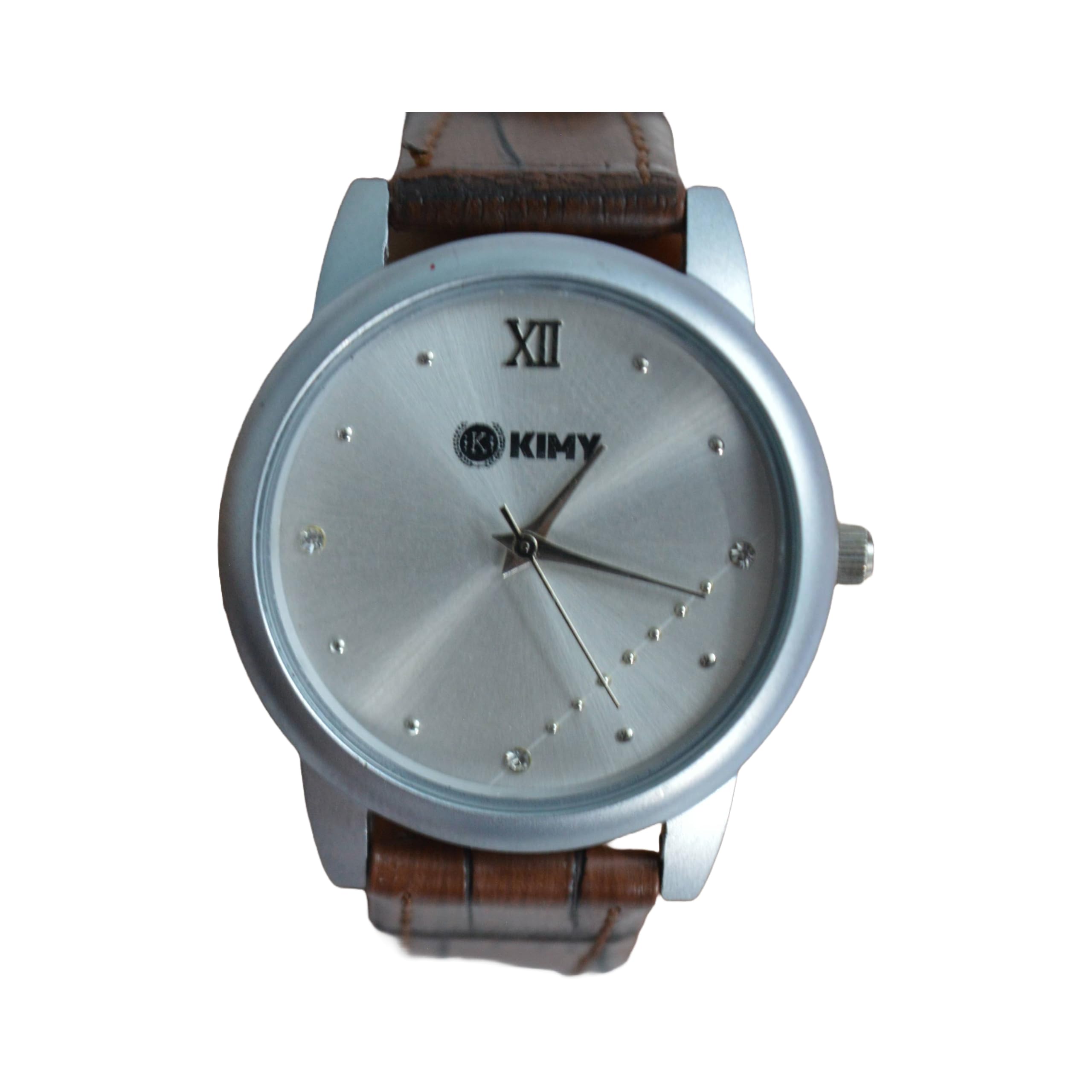 KIMY Classic Design Fashion Premium Analog Wrist Watch with Synthetic Leather Strap Round Steel dial (Silver_Brown) (B0CL532VRR) Amazon Price History, Amazon Price Tracker