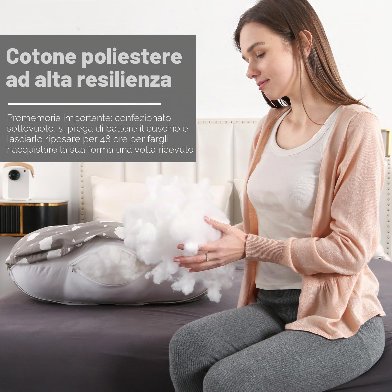 Labtec Cuscino Allattamento Neonato, cuscino tummy time neonato, con cinghia regolabile in vita, cuscino di supporto per bambini, 100% cotone