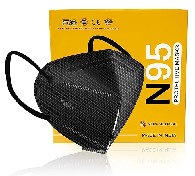 XPRA 5 Layer N95 Face Masks Wide Elastic Ear Loops Safety Face Mask, Filter Efficiency?95%, For Men & Women