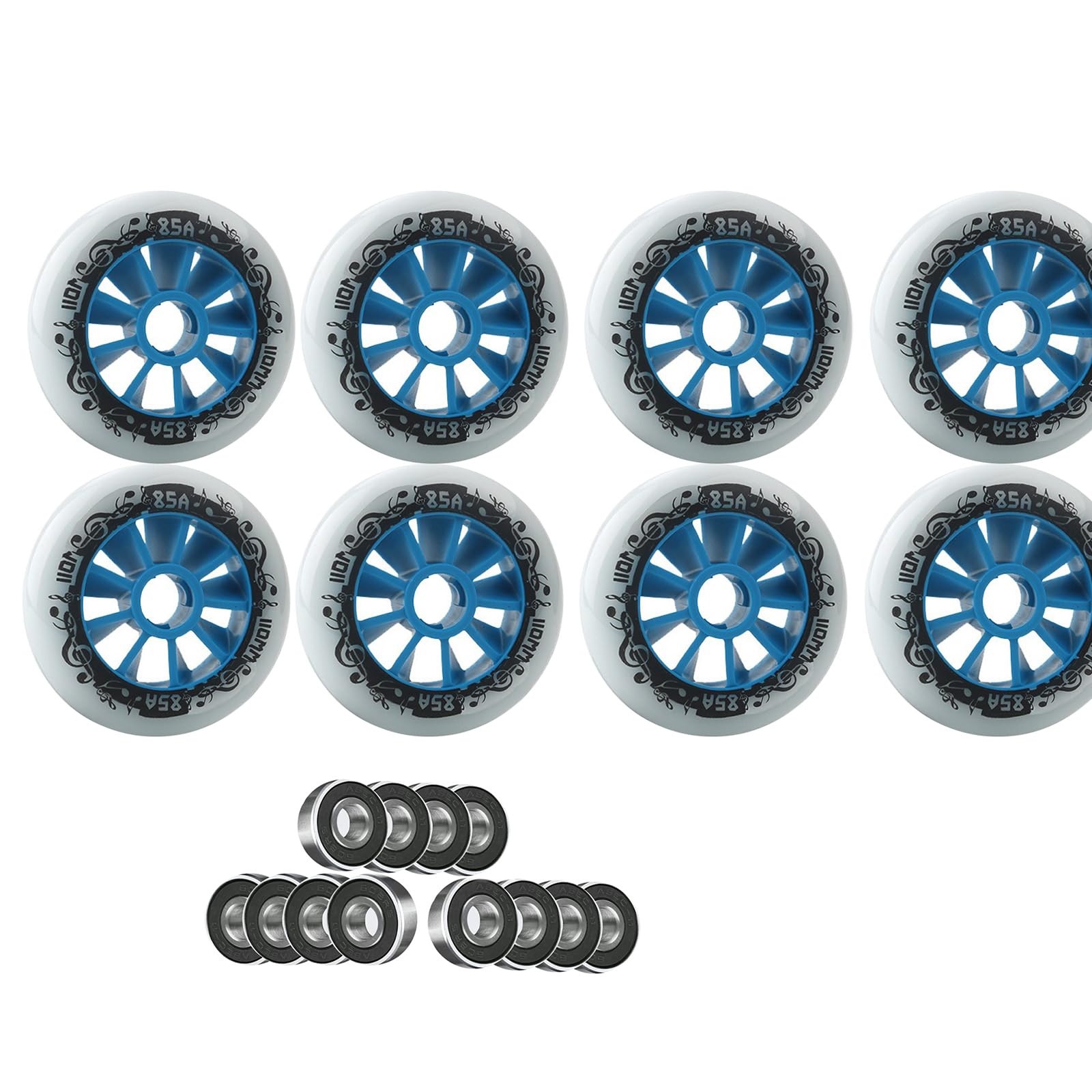 8er Pack Inline Skate Rollen Rollschuh Skating Räder Inline Rollen für Outdoor 90 mm 100 mm 110 mm Ersatz mit ABEC 9 Kugellagern Härte 85A erhöhte Geschwindigkeit