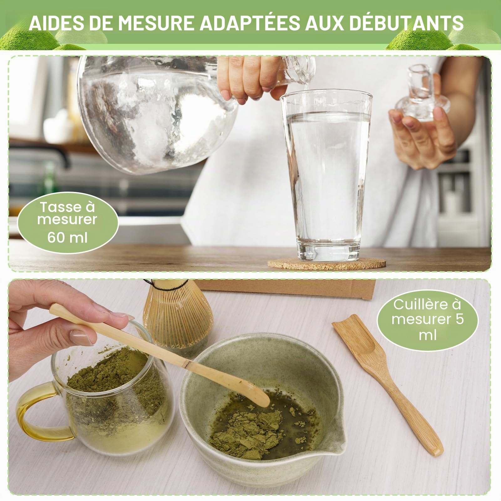 Matcha kit Matcha Whisk Set Accessoire de cérémonie du Matcha Japonais 5 pièces Bol Matcha avec Bec Fouet au Matcha Ouillère à Thé Kit de Fabrication de Thé