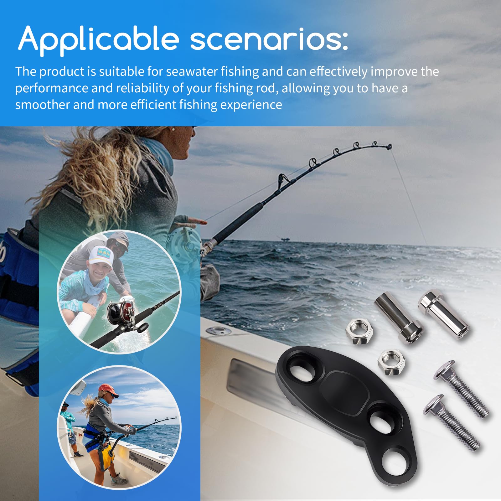 XTPTFABS 33-113 - Abrazadera para carrete de pesca (con hardware) compatible con carrete de pesca convencional P-ENN 112H 113H 140 250 500 500S 505