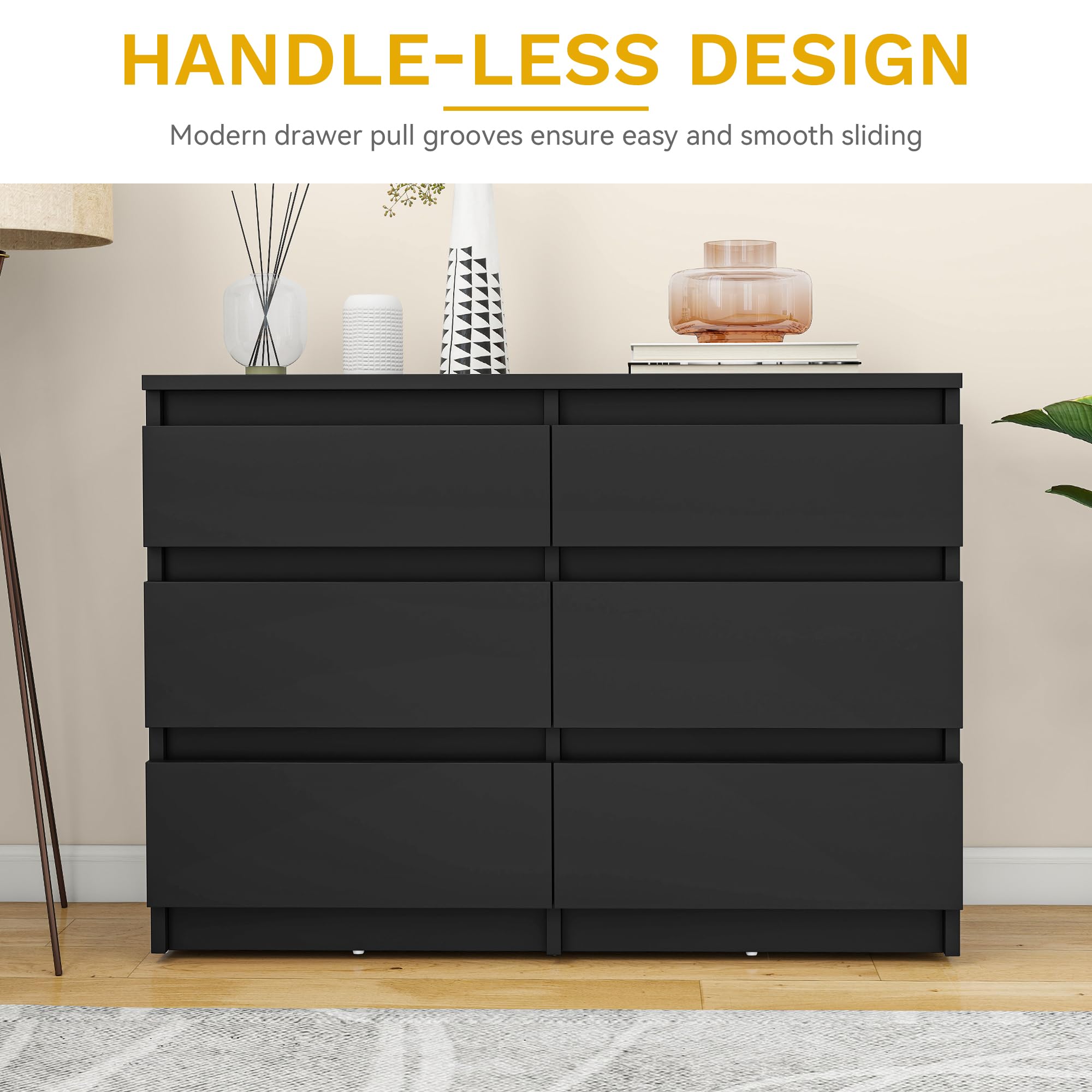 YITAHOME Commode à 4 Tiroirs Pour Chambre à Coucher, Tiroirs Coulissants Contemporains, 92 X 33 X 60 Cm (Noir Marron Rustique