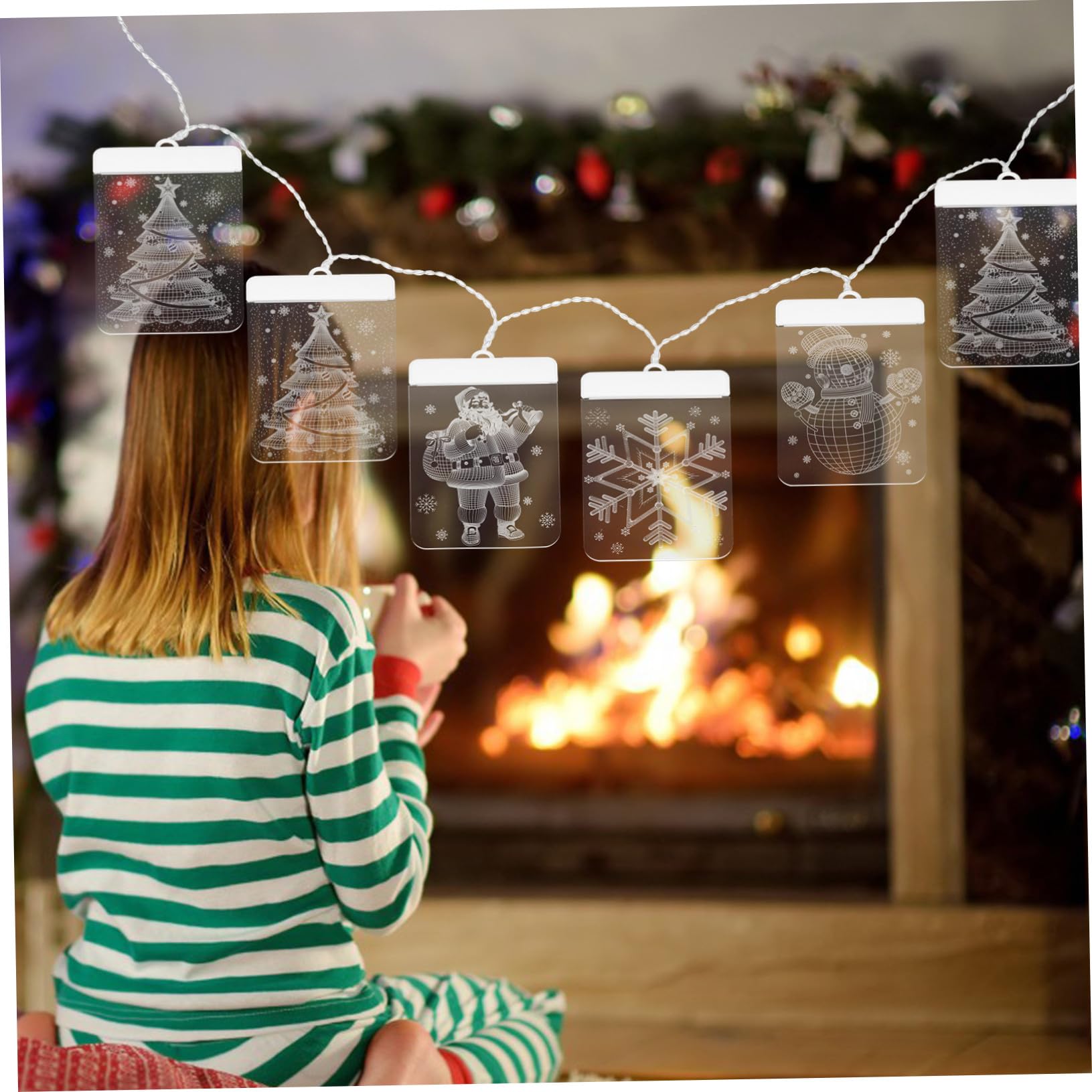 ULTECHNOVO Lichtervorhang Für Fenster Schneemann-lichterketten Schneeflocken-lichterketten Hängende Lichterketten Für Fenster Wand Kamin Tür Weg Terrassendekoration Weihnachtsvitrinenbeleucht