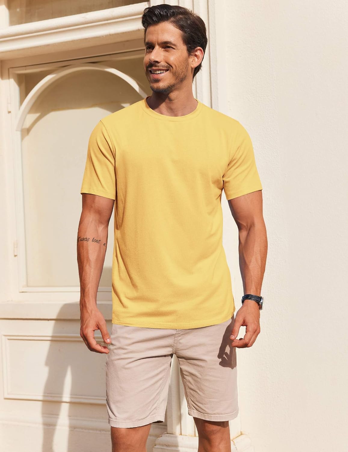 COOFANDY Men's T Shirt Short Sleeve Cotton Blend T-Shirts Crew Neck Casual Summer Basic Tee Shirts - Image 2