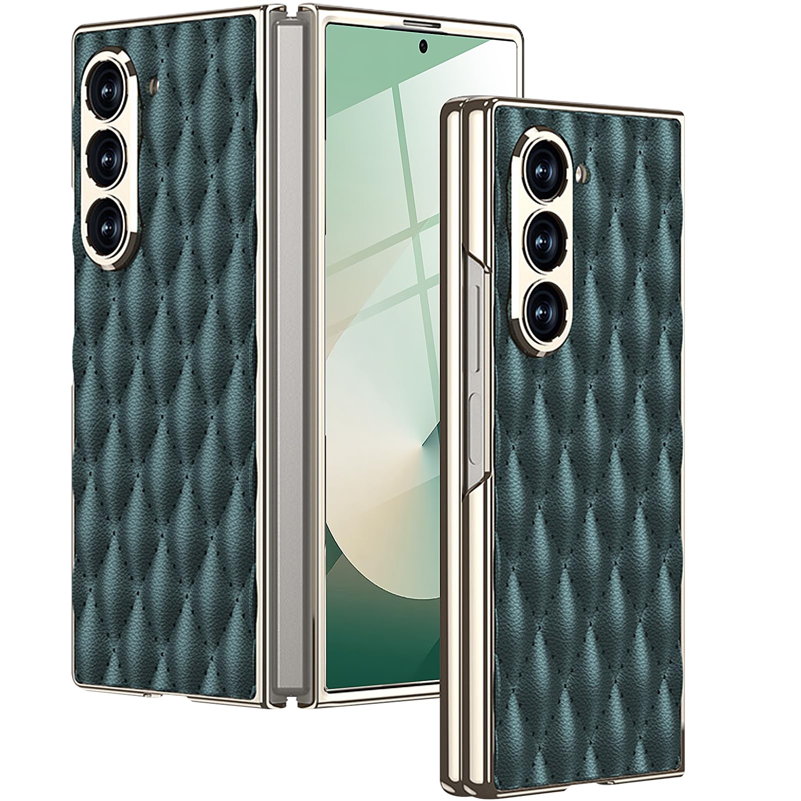 Miimall Slim Fit for Samsung Galaxy Z Fold 6 Case with Camera Protection for Women Girls, Screen Protector Ultra Thin and Slim PU Leather Luxury Case