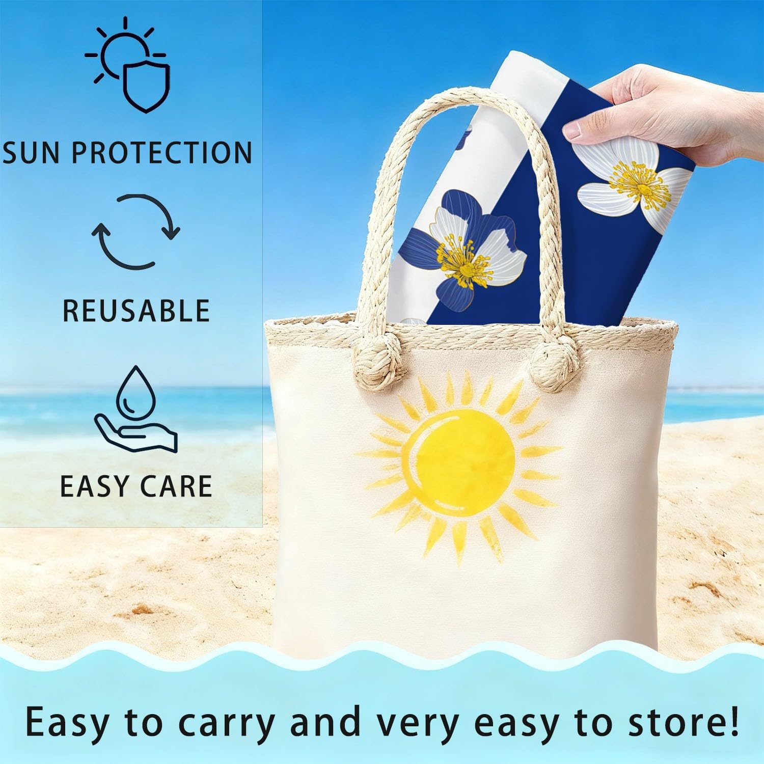 Générique Serviette de Plage Microfibre 230 x 210 CM,Drap de Plage Français, Nautique, Élégant, Couverture de Plage Absorbante,Couverture de Bain Rayures, Fleurs