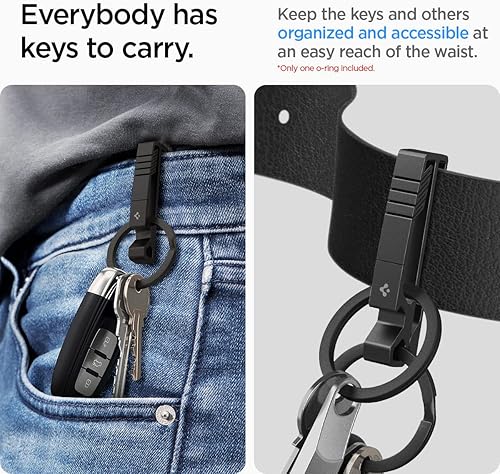 Vista 3 de Spigen Life Metal Fit - Llavero de titanio para cinturón, llavero de automóvil para cinturón, abridor de botellas para hombres y mujeres, color negro