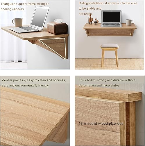 Miniatura 5 de ONTEXA Escritorio plegable montado en la pared, banco de trabajo plegable para montar en la pared, mesa plegable montada en la pared, mesa plegable
