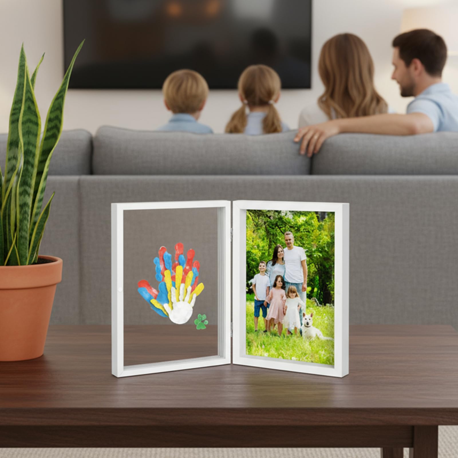 Set di impronte a mano per tutta la famiglia – Cornice con spazio per 4 membri della famiglia – per l'impronta a mano del bambino e come regalo di famiglia unico