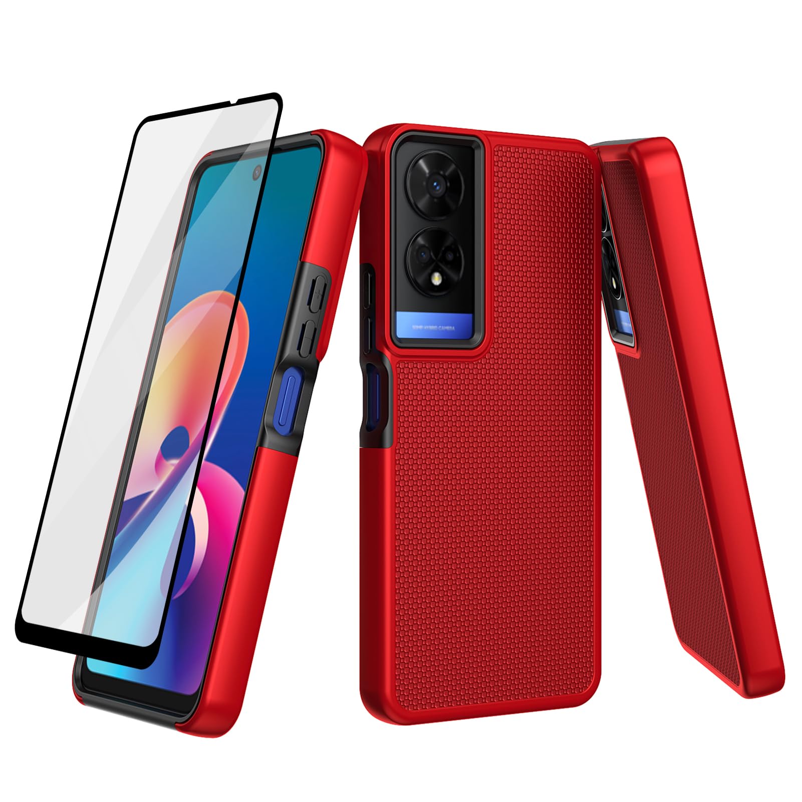 Ailiber for TCL 50XE 5G Case, TCL 50 XE Nxtpaper Cell Phone Case, with Screen Protector, Dual Layer Shockproof Silicone Bumper, Non Slip Back Heavy