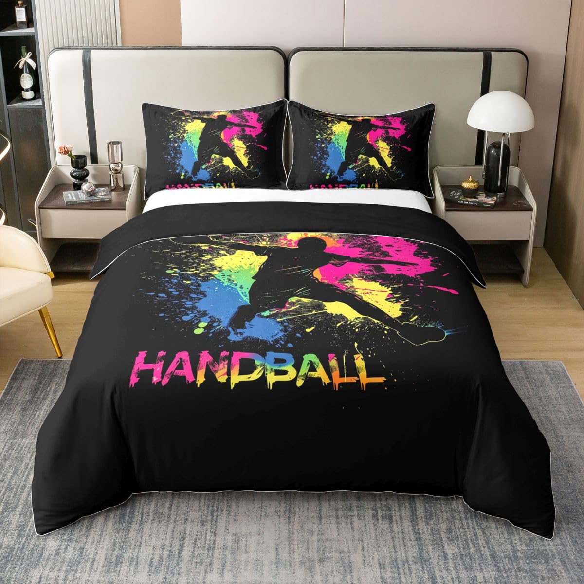 Housse de couette handball en coton pour décorer une chambre d'adolescent dynamique