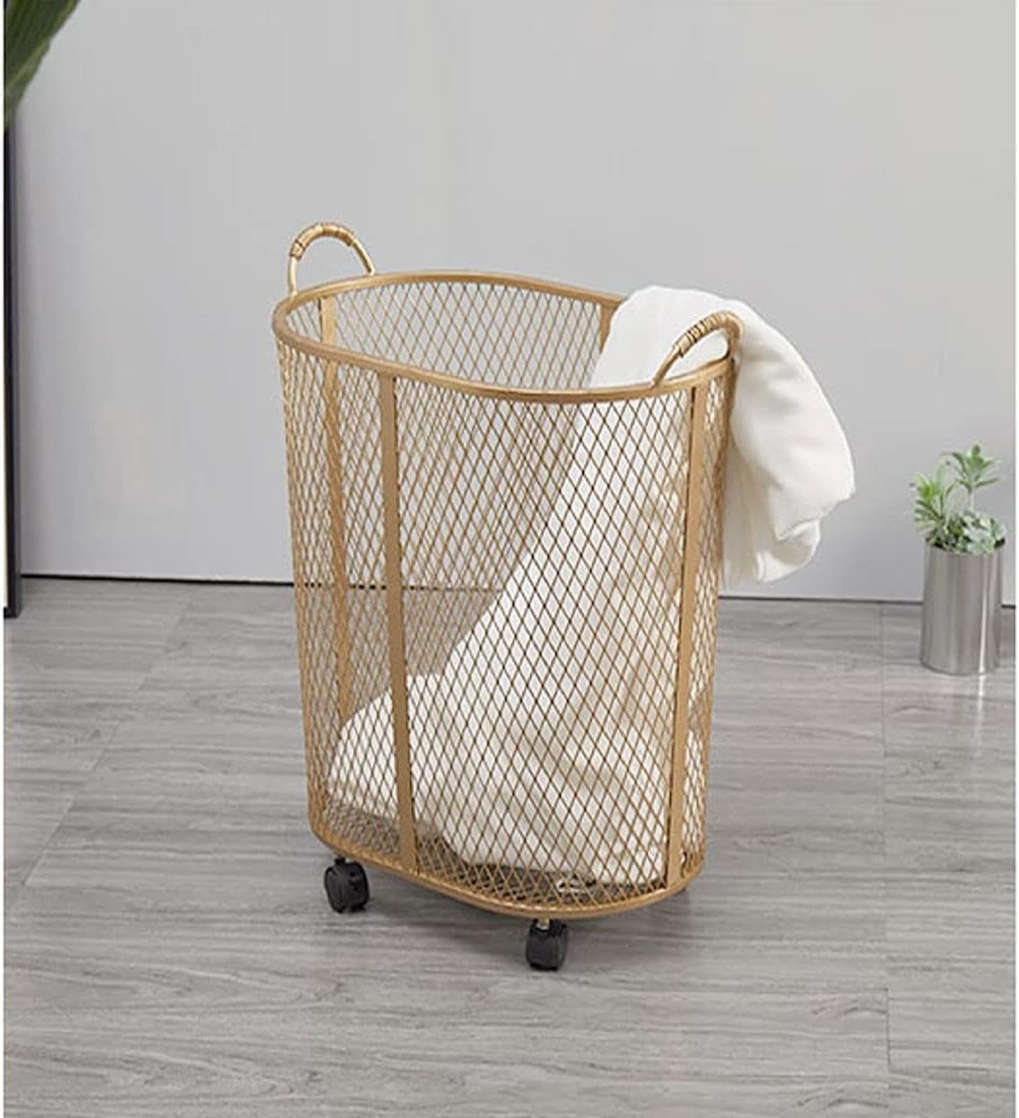 360° Rolling Laundry Hamper With Wheels – Metal Basket For Bedroom, Bathroom, Closet (Gold Or Black)