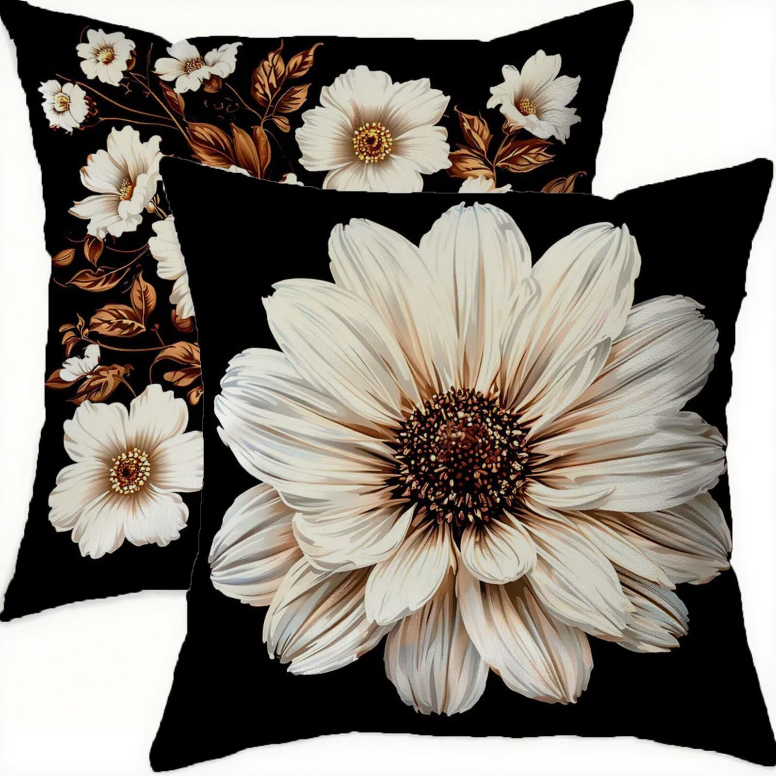 Housse coussin 80x80cm imperméable en velours beige x2