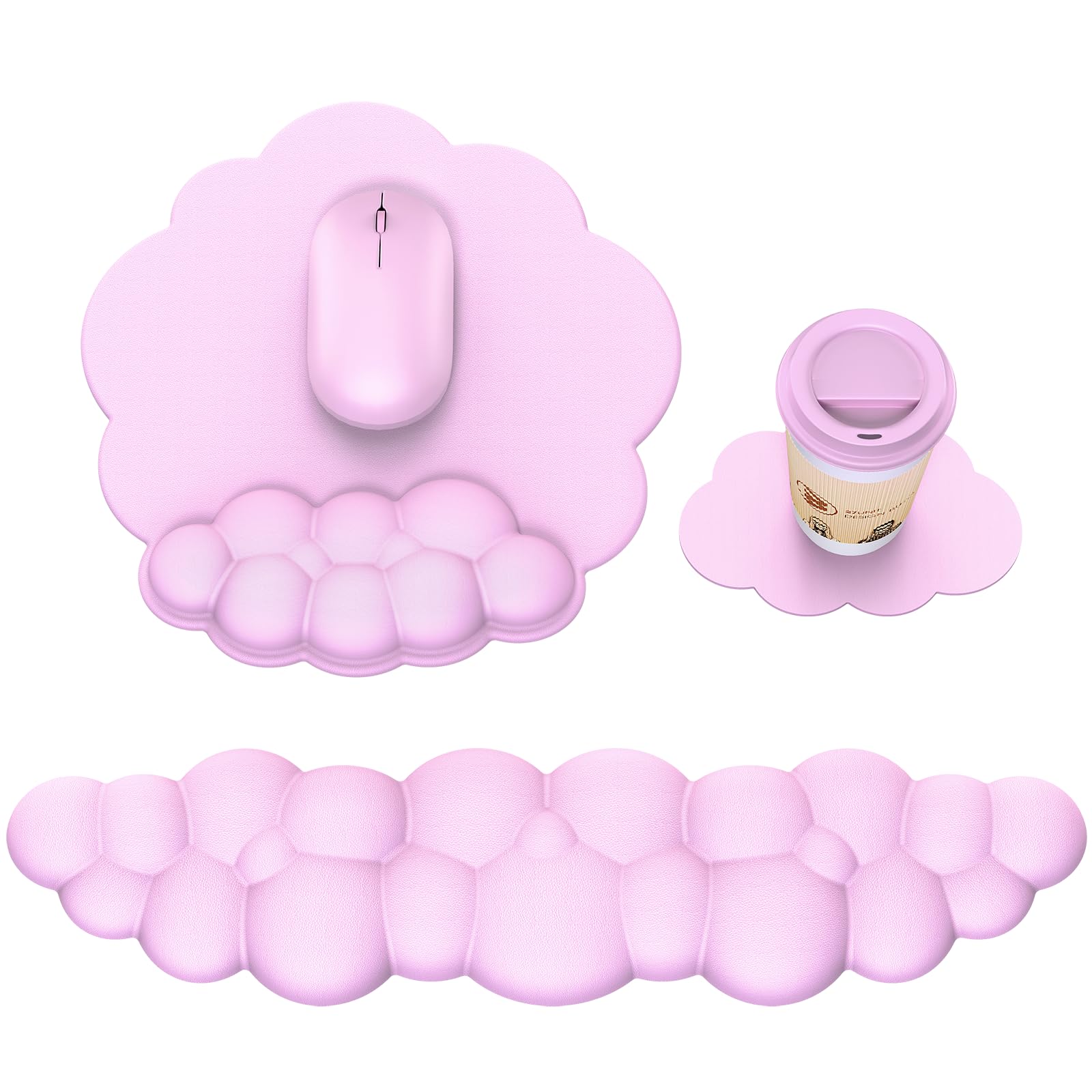MOKURU Cloud Mouse Pad with Wrist Rest, Cloud Keyboard Wrist Rest, Mouse Pad Wrist Support, Ergonomic Keyboard Mouse Wrist Support (Pink)