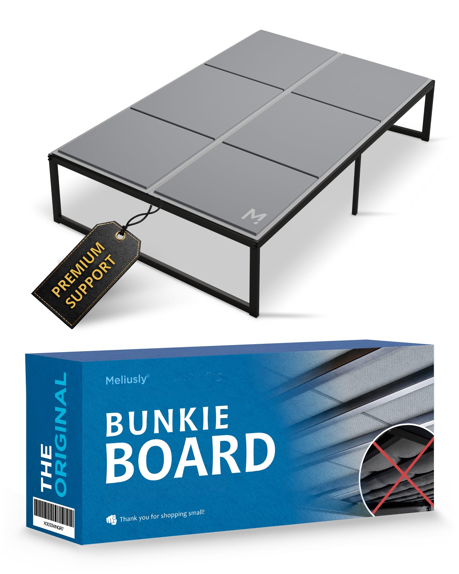 Meliusly Low Profile Bunkie Board Full Size (54x75) - Non-Slip Breathable Bed Support Board for Slatted Bed Frame, Anti-Sag Under Bed Support, Noise