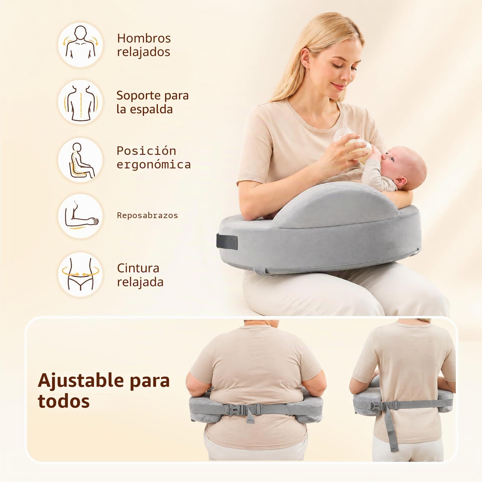 Cojín de Lactancia Memory Foam con Barrera de Seguridad, Correa Ajustable, Funda extraíble Lavable, ergonómico Mini para recién Nacidos, Ayuda para Madres